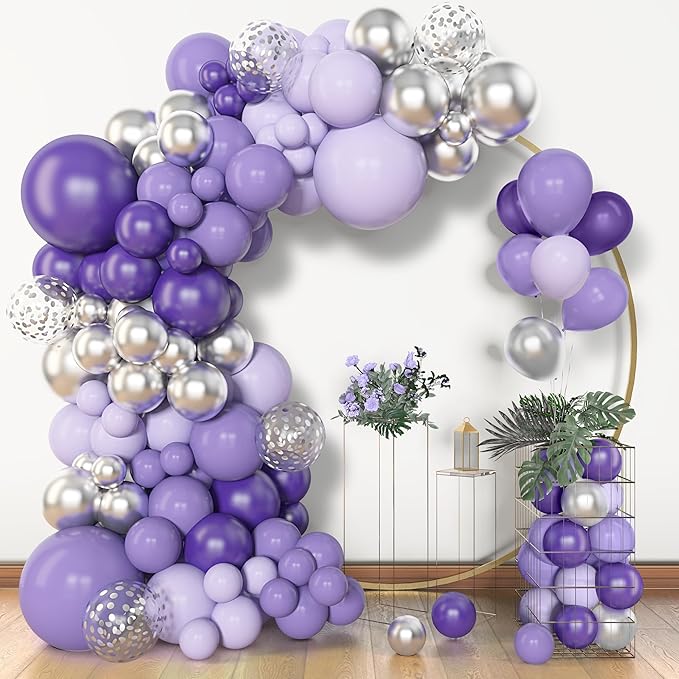 Amandir 153pcs Purple Balloon Garland Arch Kit, Different Sizes 18 12 10 5 inch by Amandir