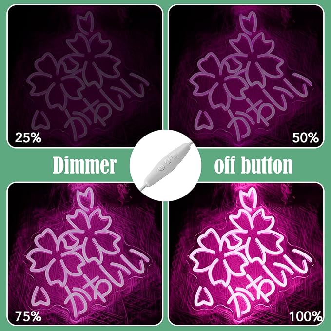 Kawaii かわいいLed Neon Light Sign Japanese Cherry Blossoms Light Up Wall Decor - Image 4