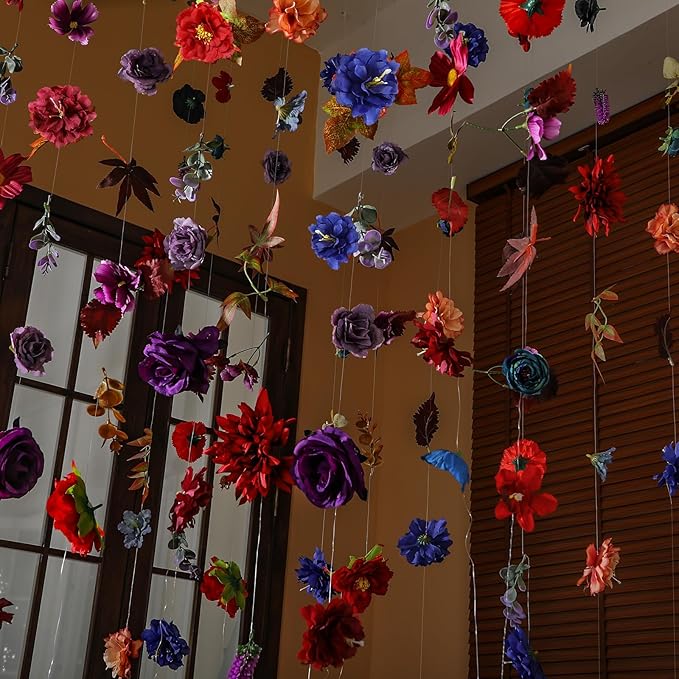 XunYee 6 Pcs 35.4 ft Flower Garlands Hanging Wildflower Backdrop Decoration - Image 7