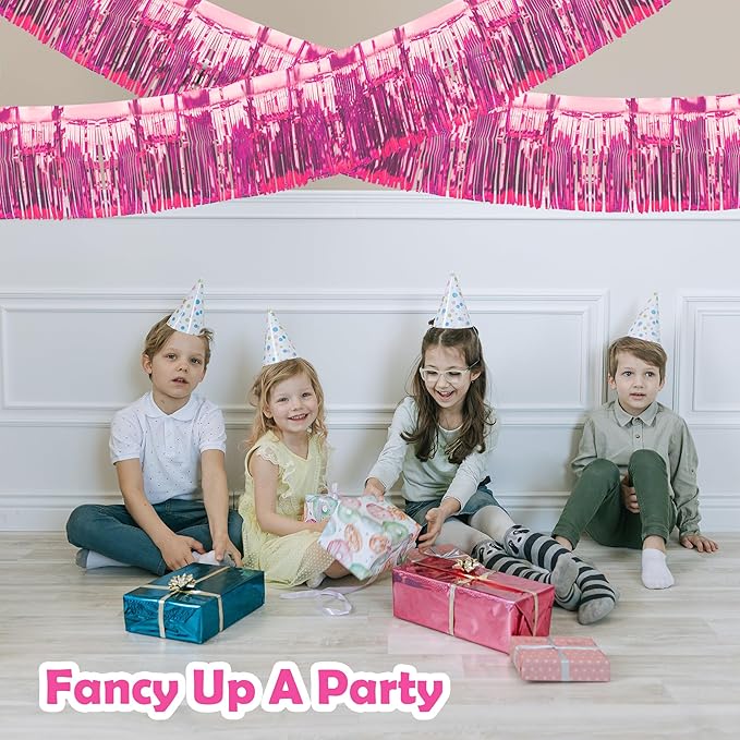 4 Pack Float Fringe Curtains, Metallic Foil Fringe Garland Shiny Tassel Foil - Image 6