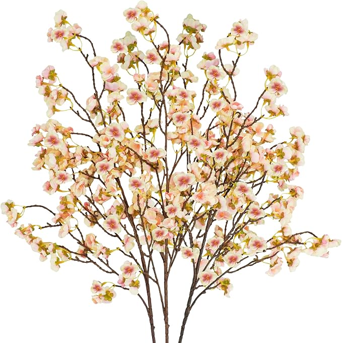 Uieke 3PCS Silk Cherry Blossom Branches, 40.5in Artificial Cherry Blossom by Uieke