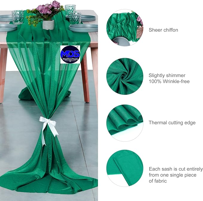 MDS 2 Pack 10ft Chiffon Table Runner 29 x 120 Inches Sheer Wedding Runner - Image 6