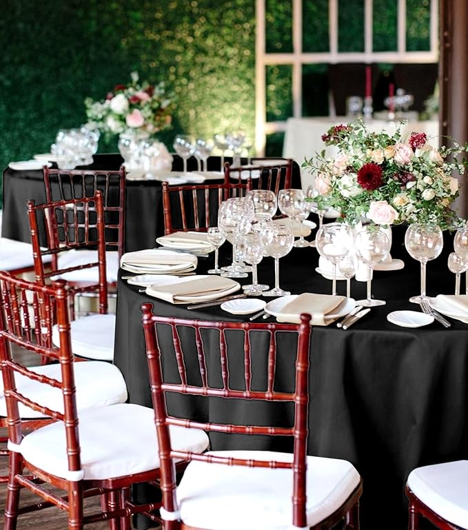 10 Packs Satin Tablecloth 120 Inch Black Round Table Cloth Silk Tablecloth - Image 7
