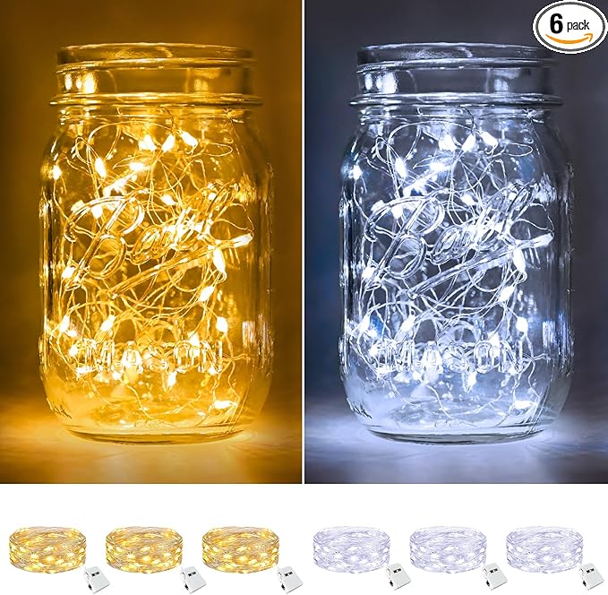 btfarm 6 Pack Fairy Lights Battery Operated, 7ft 20 Led Twinkle Lights String by btfarmdecorativelighting