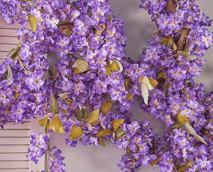 Flower Garland, Artificial Hydrangea Vine Flowers, Hanging Fake Hydrangeas Vine - Image 9