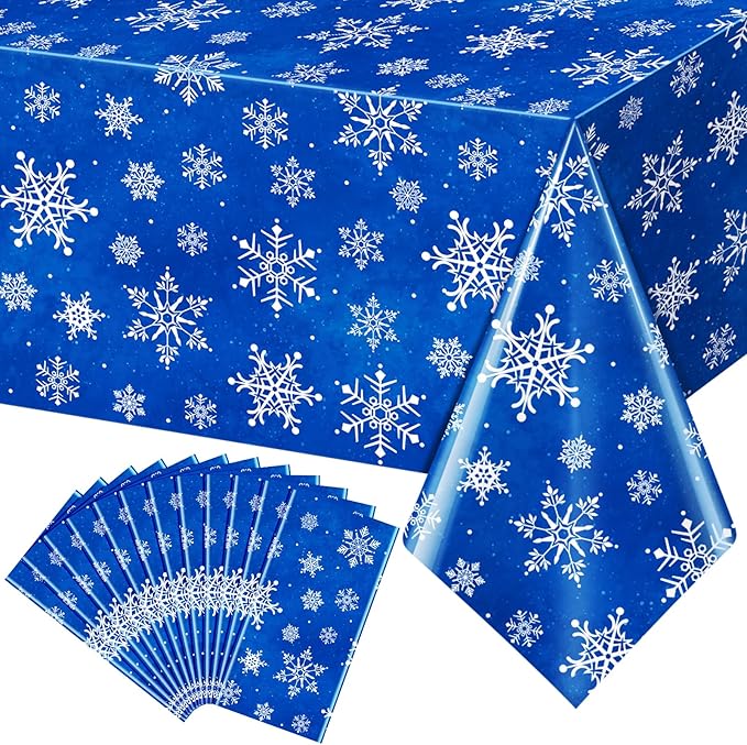 Jectivs 12 Pieces Christmas Snowflake Plastic Party Tablecloth Decorations by JectivsPartyDecorations