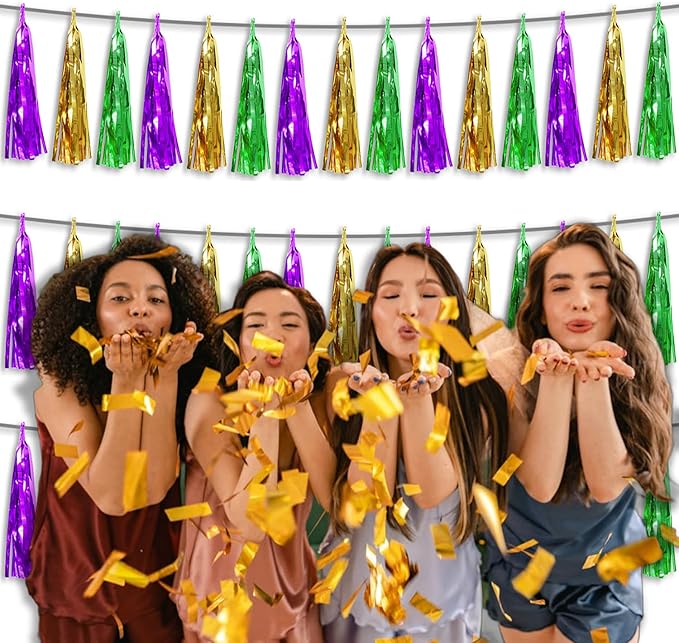 3P Metallic Fringe Tassel Banner Garland Foil Tinsel Streamer Wall Hanging - Image 6