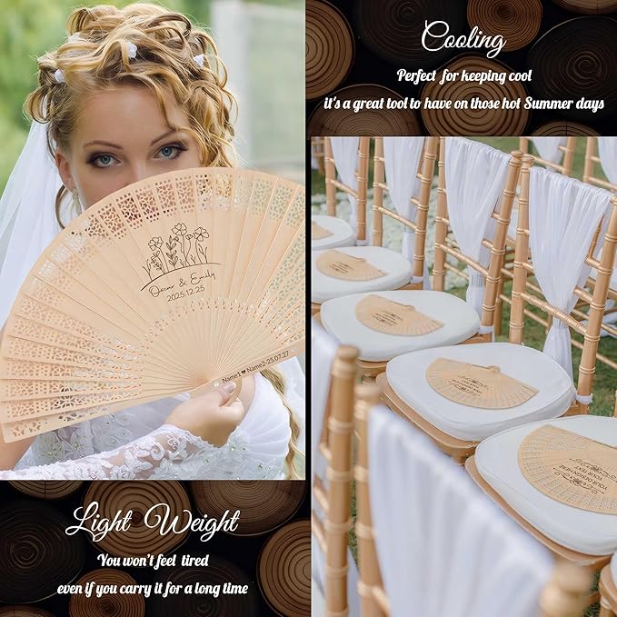 50 PCS Custom Fans Personalized Folding Fans - Image 5