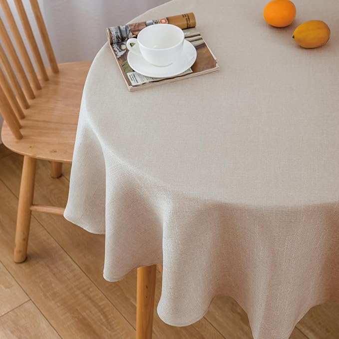NLMUVW Round Linen Tablecloth 36 Inch, Oatmeal Small Table Cloth Rustic Water by NLMUVW