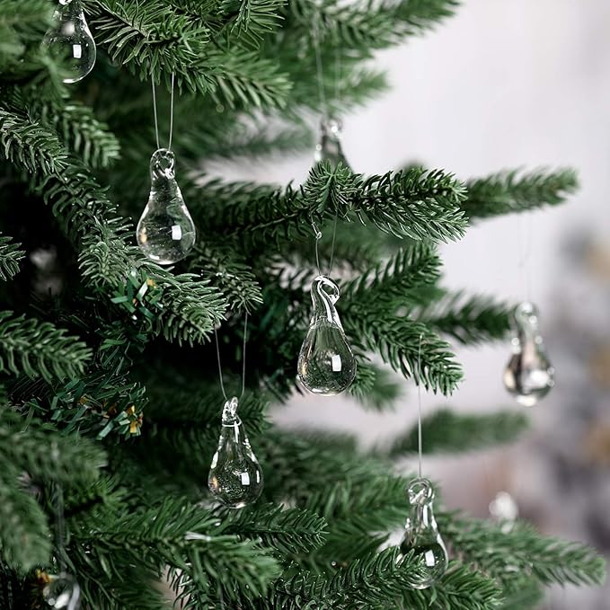 30 Pcs Clear Glass Teardrop Christmas Ornaments Crystal Raindrop Hanging - Image 4