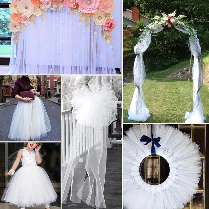 White Tulle Fabric Rolls 54 Inch by 10 Yards Fabric Tulle Bolt - Image 4