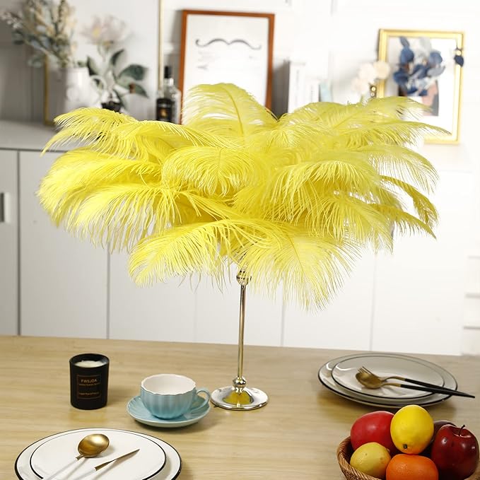 Larryhot Yellow Big Ostrich Feathers - Image 2