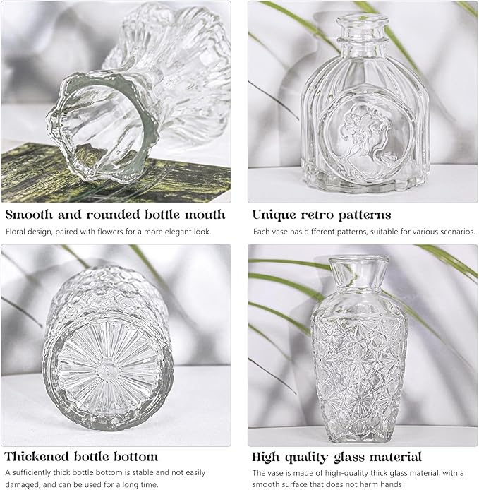 Set of 36 Glass Bud Vase Set, Small Vintage Clear Flower Vase Centerpieces - Image 3