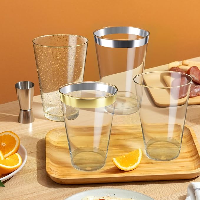 12oz Plastic Cups with Gold Glitter Sturdy & Food Safe Plastic Wine Glasses - Image 5