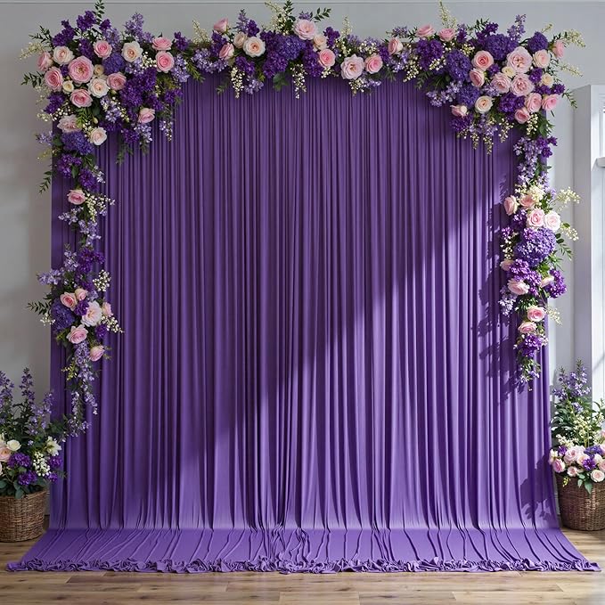 40 ft x 10 ft Wrinkle Free Purple Backdrop Curtain - Image 6