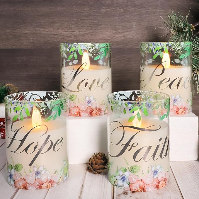 Silverstro Christmas Flameless Candles Glass Flickering Real Wax Floral LED - Image 8