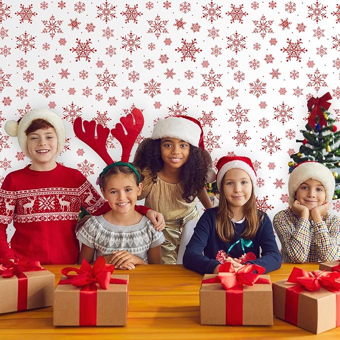 12 Pieces Christmas Snowflake Plastic Party Tablecloth Decorations, 54x108 inch - Image 8