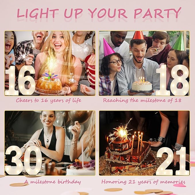 Decorative Led Light Up Numbers, 30th Birthday Decorations, Warm White Led - Image 6
