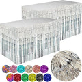 Silver Streamers Party Decorations, 2 Packs Silver Table Skirts Metallic Foil by WIEPENGLNA