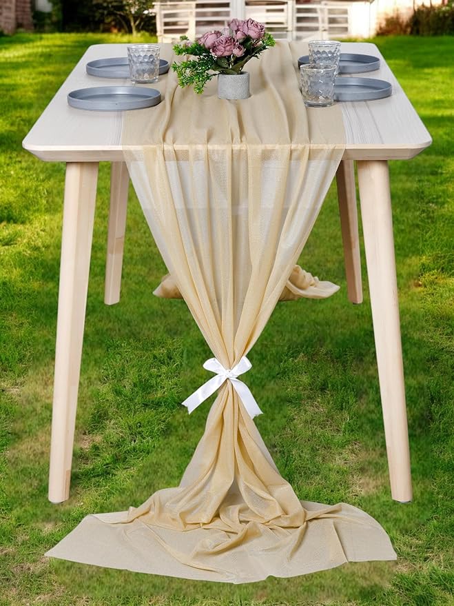 MDS 2 Pack 14ft Chiffon Table Runner 29 x 170 Inches Sheer Wedding Runner by MDS