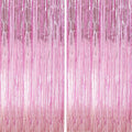 Crosize 2 Pack 3.3 x 9.9 ft Pink Foil Fringe Backdrop Curtain, Streamer by Crosize