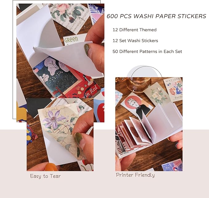 12 Sets 600 Sheets Washi Stickers - Image 5