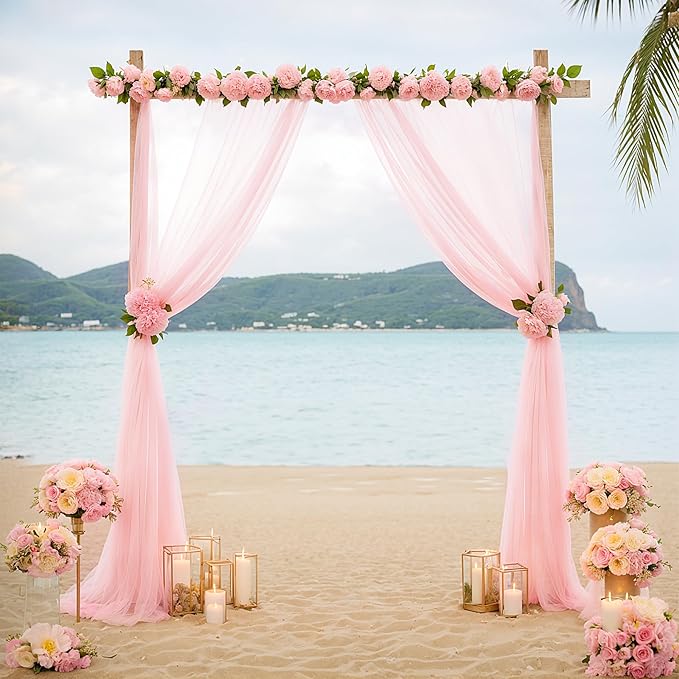 Arch Drapes for Wedding Arch Draping Fabric Blush Sheer Backdrop Curtain for - Image 8