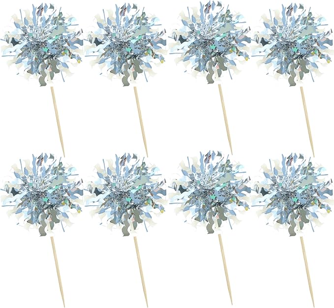 Ephlyn 30Pcs Foil Firework Cupcake Toppers Happy Birthday Cake Toppers Tinsel - Image 3