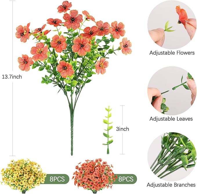 AmyHomie 16 Bundles Artificial Flowers - Image 2