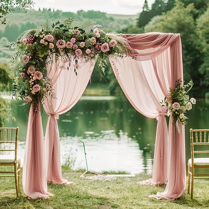 Wokceer Wedding Arch Draping Fabric 6 Panels 28.7" x 20FT Dusty Rose Drapes - Image 6