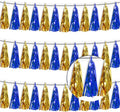 3PNavy-Blue Gold Metallic Fringe Tassel Banner Garland Foil Tinsel Streamer by Xuuf