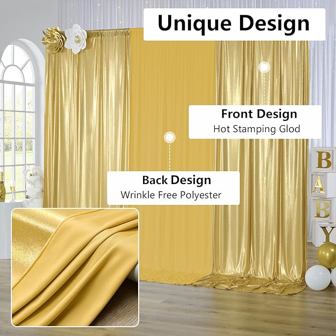 40x10 ft Wrinkle Free Gold Sequin Backdrop Curtain - Image 5