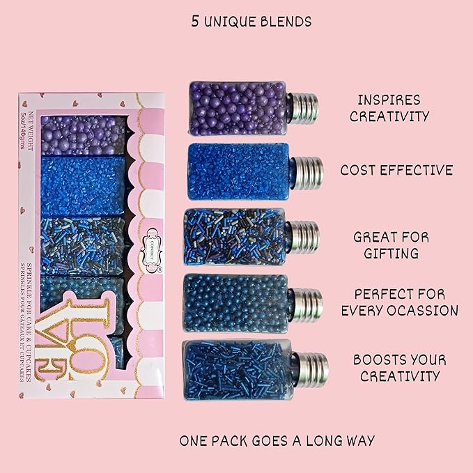 Confect Edible Cake Sprinkles – Decorating Mix | Navy & Blue Purple Pearls - Image 9