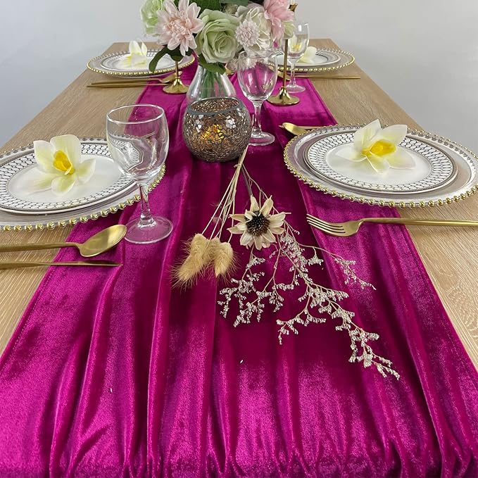 Luxurious Velvet Table Runner, 10ft Wedding Reception Decorations, 20x120inch - Image 2