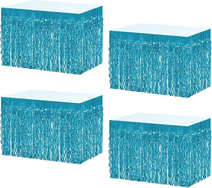 4P Wavy Metallic Tinsel Foil Fringe Table Skirts by Unknown