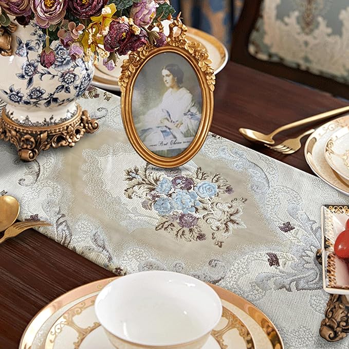 HeMiaor Table Runner with Retro Embroidery Jacquard and Beaded Tassels - Image 5