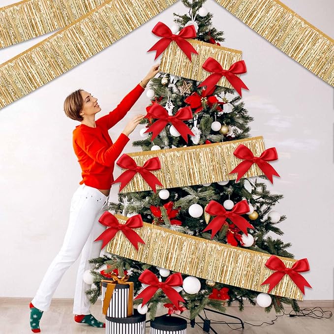 6 Pack 10 Ft Champagne Gold Foil Fringe Garland Metallic Streamers Tinsel - Image 7