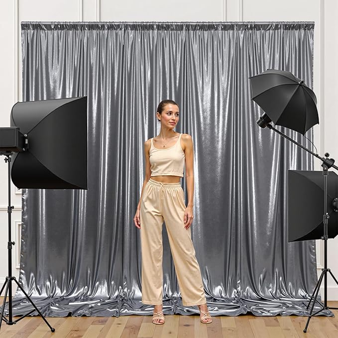 10x10FT Charcoal Silver Sequin Backdrop - Image 4