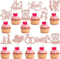 Ephlyn 30Pcs He Asked She Said Yes Cupcake Toppers Glitter Engagement Cupcake by Ephlyn