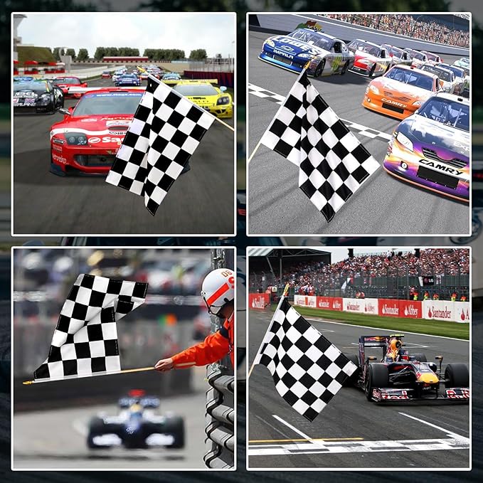 12 Pack Checkered Small Stick Flag 12x18 Inch Black and White Racing Hand Held - Image 4