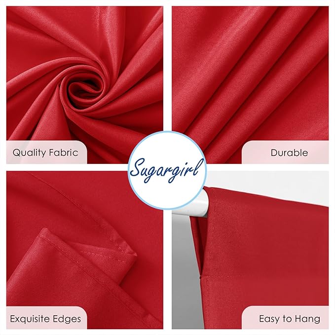 Sugargirl 10x10FT Red Backdrop Curtains Polyester Photo Backdrop Drapes - Image 6