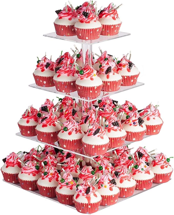 YestBuy 4 Tier Acrylic Cupcake Stand, Premium Cupcake Holder, Acrylic Cupcake by YestBuy