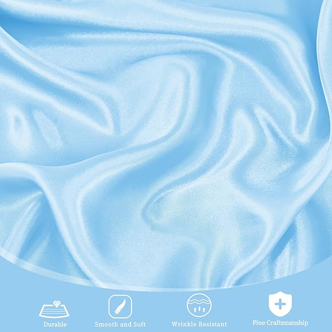 fani 12 Pack 120 Inch Light Blue Satin Tablecloth - Image 4