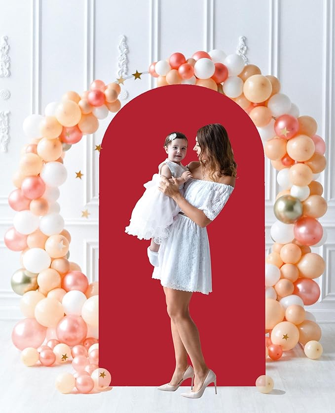 Red Arch Cover Wedding Arch Stand Covers 7.2FT Arch-Backdrop-Cover Spandex Arch - Image 5