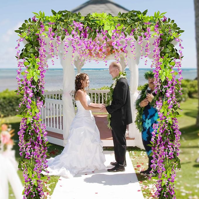 DearHouse 4Pcs 6.6Ft/Piece Artificial Flowers Silk Wisteria Garland Artificial - Image 3