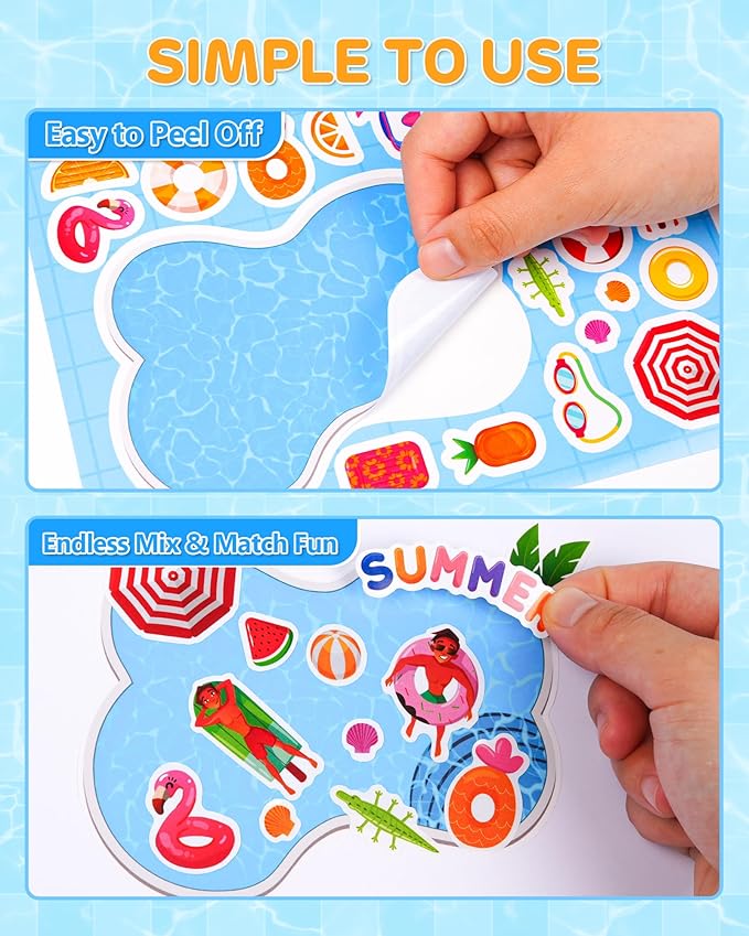 Aowplc 32 Sheets Make‑a‑Pool Stickers - Image 5