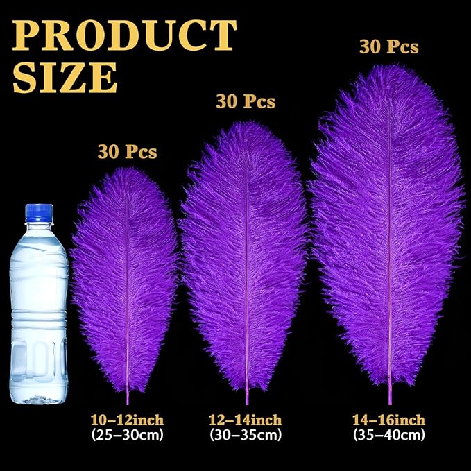 Maitys 90 Pcs Large Natural Ostrich Feathers Bulk 14-16 Inch 12-14 Inch 10-12 - Image 2