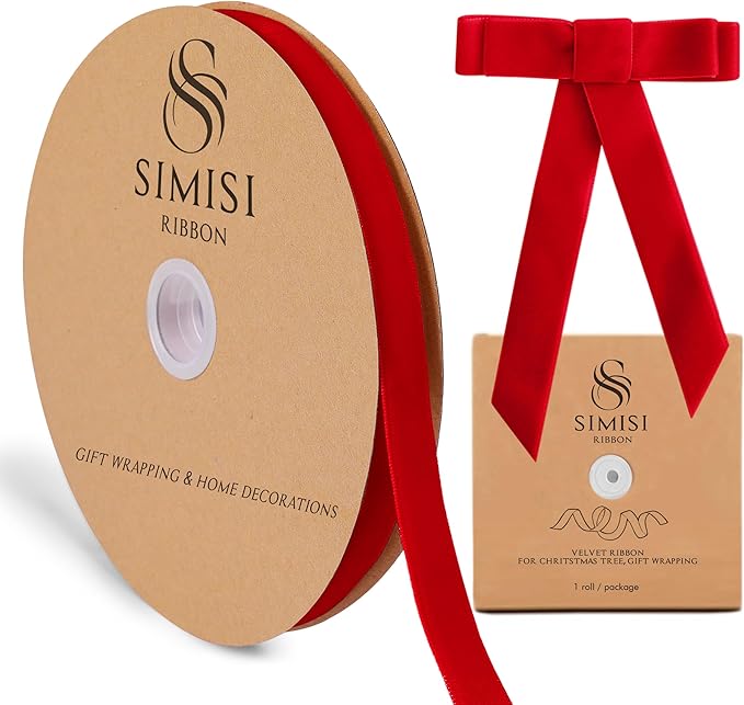 Red Velvet Ribbon 5/8'' 25 Yards by SIMISIRIBBON