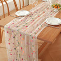 Champagne Embroidery Daisy Fall Table Runner 120Inch 10FT Florals Soft Sheer by Unknown