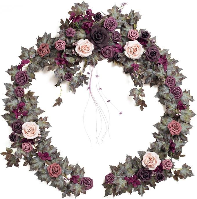 Ling's Moment Flower Garland - 6FT Eucalyptus & Rose - Sweetheart Table Decor by LingsMoment